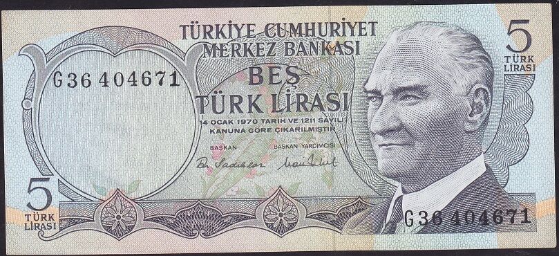 6.Emisyon 2.Tertip 5 Lira G36 404671 Çilaltı Çil