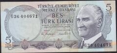 6.Emisyon 2.Tertip 5 Lira G36 404671 Çilaltı Çil