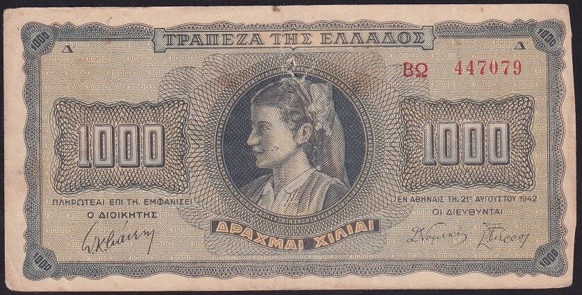 Yunanistan 1000 Drahmi 1942 Haliyle