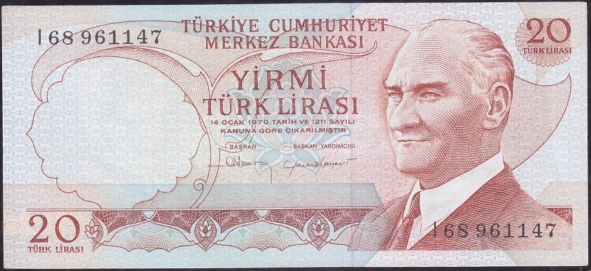 6.Emisyon 4.Tertip 20 Lira I68 961147 Çilaltı Çil