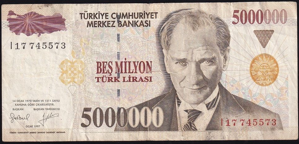 7.Emisyon 5 000 000 Lira I17 745573 Çok Temiz