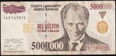 7.Emisyon 5 000 000 Lira I17 745573 Çok Temiz
