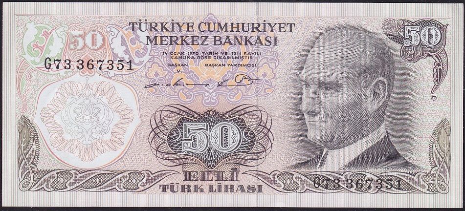 6.Emisyon 1.Tertip 50 Lira G73 367351 Çilaltı