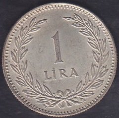 1948 YILI 1 LİRA GÜMÜŞ ÇİLALTI ÇİL eski para mezat