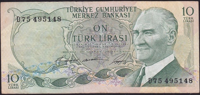 6.Emisyon 1.Tertip 10 Lira D75 495148 Çok Temiz