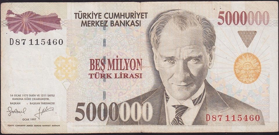 7.Emisyon 5 000 000 Lira D87 115460 Çok Temiz