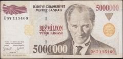 7.Emisyon 5 000 000 Lira D87 115460 Çok Temiz