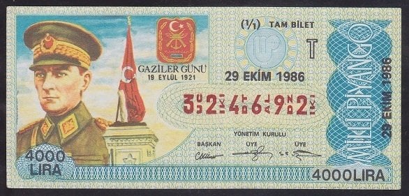 1986 29 EKİM TAM BİLET T SERİSİ