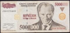 7.Emisyon 5 000 000 Lira J59 375499 Çok Temiz