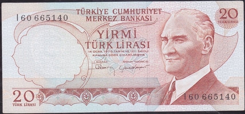 6.Emisyon 4.Tertip 20 Lira I60 665140 Çilaltı Çil