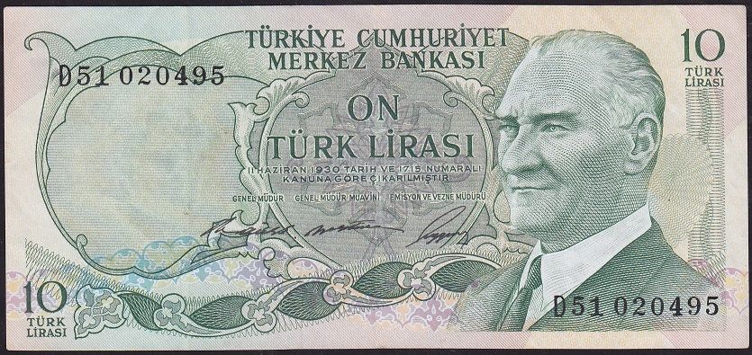 6.Emisyon 1.Tertip 10 Lira D51 020495 Çok Temiz+