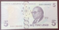 9.Emisyon 4.Tertip 5 Lira D001  Çil