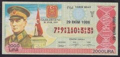 1986 29 EKİM YARIM BİLET Y SERİSİ