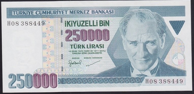 7.EMİSYON 3.TERTİP 250000 LİRA H08 388449 ÇİLALTI ÇİL
