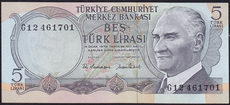 6.Emisyon 2.Tertip 5 Lira G12 461701 Çilaltı Çil
