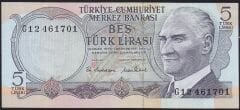 6.Emisyon 2.Tertip 5 Lira G12 461701 Çilaltı Çil