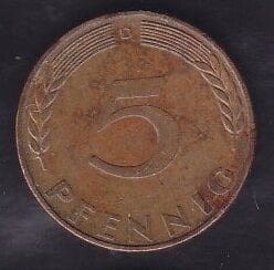 Almanya 5 Pfennig 1971 D
