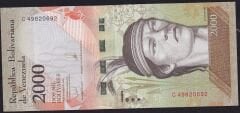 Venezuela 2000 Bolivares 2016 Çilaltı Çil Pick 96a