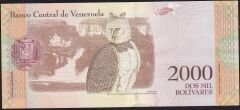 Venezuela 2000 Bolivares 2016 Çilaltı Çil Pick 96a