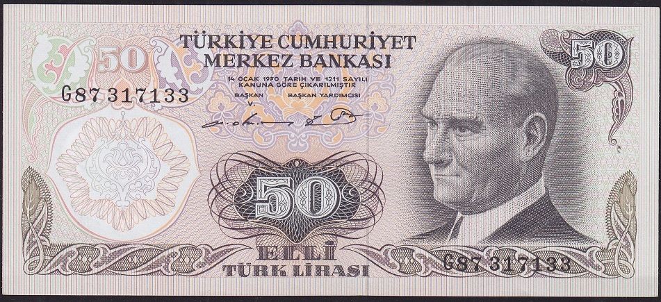 6.Emisyon 1.Tertip 50 Lira G87 317133 Çilaltı Çil