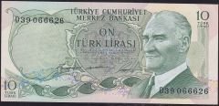 6.Emisyon 1.Tertip 10 Lira D39 066626 Çilaltı Çil