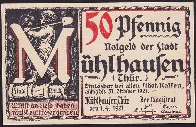 Almanya 50 Pfennig Notgeld 1921 Çil