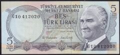 6.Emisyon 2.Tertip 5 Lira G10 412020 Çil
