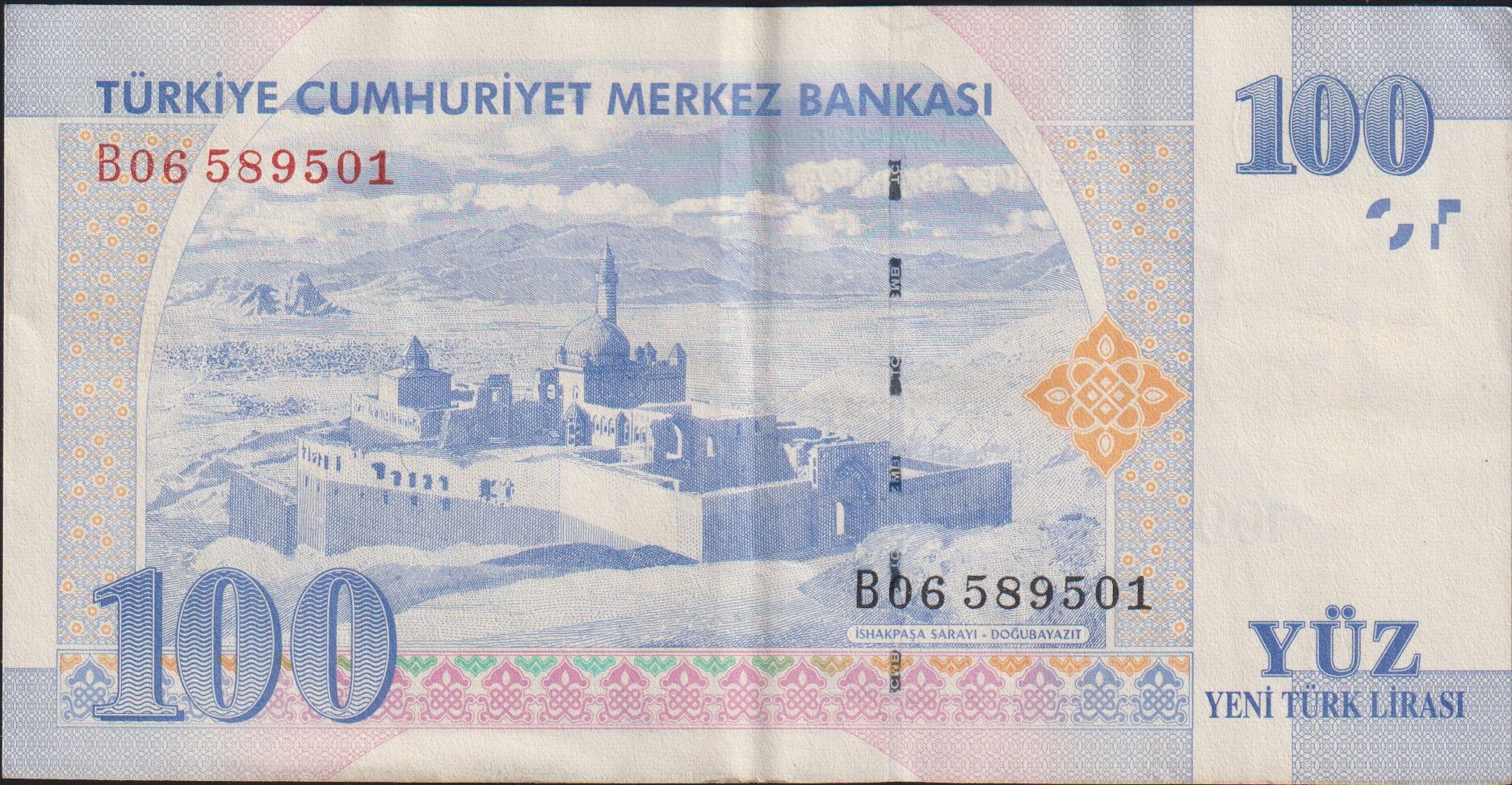 8.Emisyon 100 YTL B06 589501 Çok Temiz+