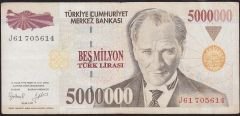 7.Emisyon 5 000 000 Lira J61 705614 Çok Temiz