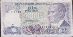 7.EMİSYON 1.TERTİP 1000 LİRA E21 675543 HALİYLE