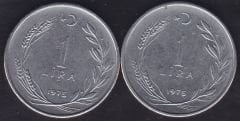 1975 Yılı 1 Lira (Ters Düz Takım)