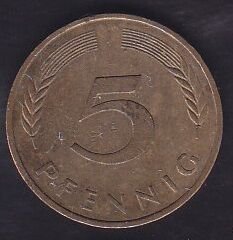 Almanya 5 Pfennig 1977 J