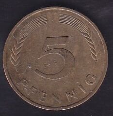 Almanya 5 Pfennig 1977 J