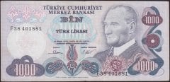 6.Emisyon 3.Tertip 1000 Lira F38 401881 Çok Temiz