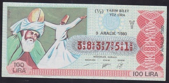 1980 9 ARALIK YARIM BİLET - Y SERİSİ