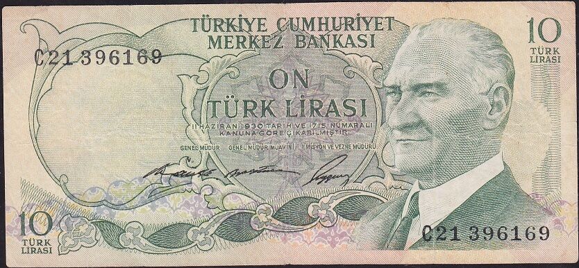 6.Emisyon 1.Tertip 10 Lira C21 396169 Temiz