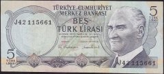 6.Emisyon 2.Tertip 5 Lira J42 115661 Çok Temiz+