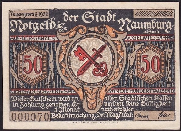 Almanya 50 Pfennig Notgeld 1920 Çil