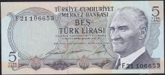 6.Emisyon 1.Tertip 5 Lira F21 106653 Çilaltı Çil