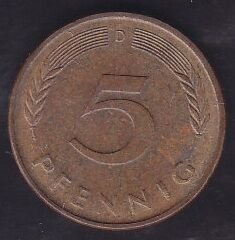 Almanya 5 Pfennig 1986 D