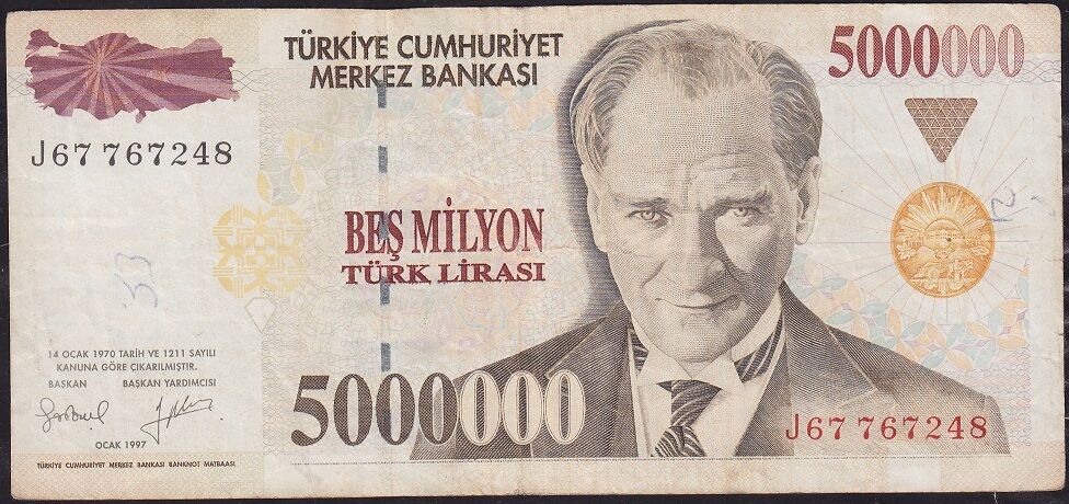 7.Emisyon 5 000 000 Lira J67 767248 Çok Temiz