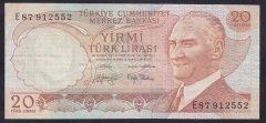 6.EMİSYON 3.TERTİP 20 LİRA E87 912552 ÇOK TEMİZ +