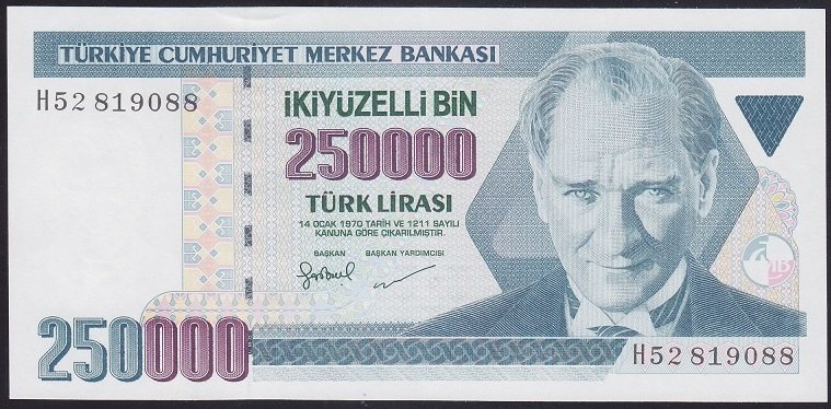 7.EMİSYON 3.TERTİP 250000 LİRA H52 819088 ÇİLALTI