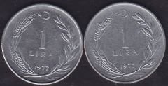 1977 Yılı 1 Lira (Ters Düz Takım)