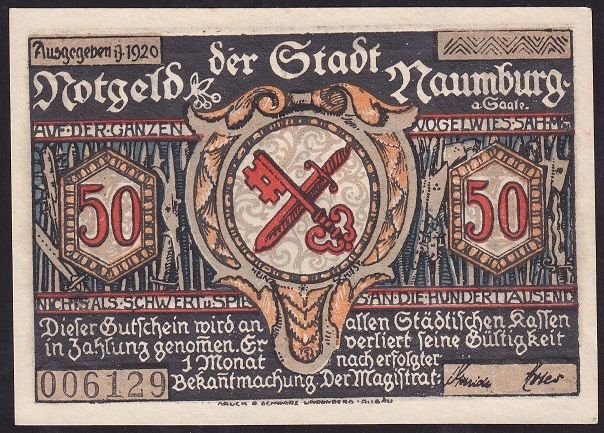 Almanya 50 Pfennig Notgeld 1920 Çil
