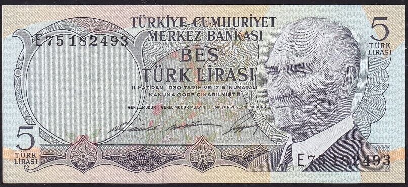 6.Emisyon 1.Tertip 5 Lira E75 182493 Çilaltı Çil