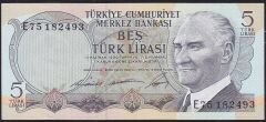 6.Emisyon 1.Tertip 5 Lira E75 182493 Çilaltı Çil