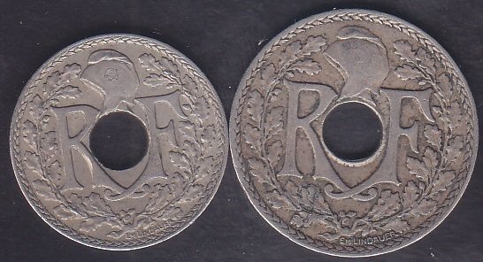 Fransa 10 cent 1936 - 25 cent 1931 Çok Temiz