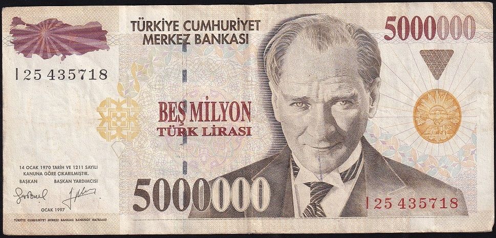 7.Emisyon 5 000 000 Lira I25 435718 Çok Temiz