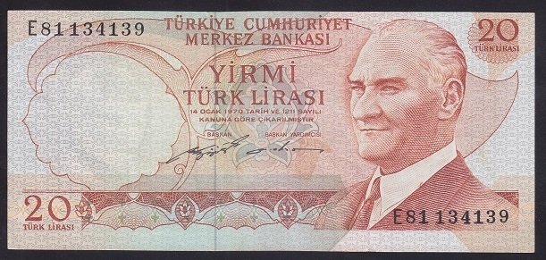 6.EMİSYON 2.TERTİP 20 LİRA E81 134139 ÇOK TEMİZ +